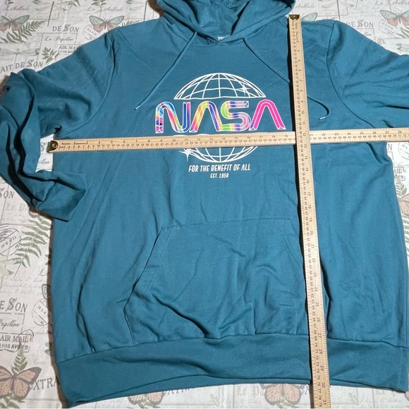 Blue teal pink NASA Hoodie 2XL For the Benefit of all - Picture 7 of 7